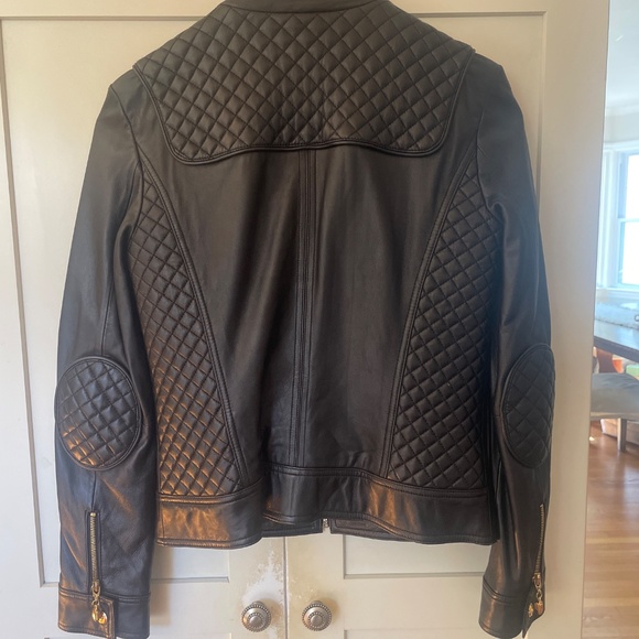 Pristine condition St. John Sport Coat black leather moto jacket size small - Picture 2 of 4